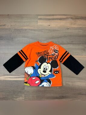 Disney Toddler Halloween Mickey Mouse Trick or Treat Long Sleeve Shirt Size 2T